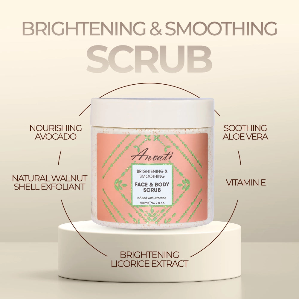 Brightening & Smoothing Face & Body Scrub Infused with Avocado - 500ml