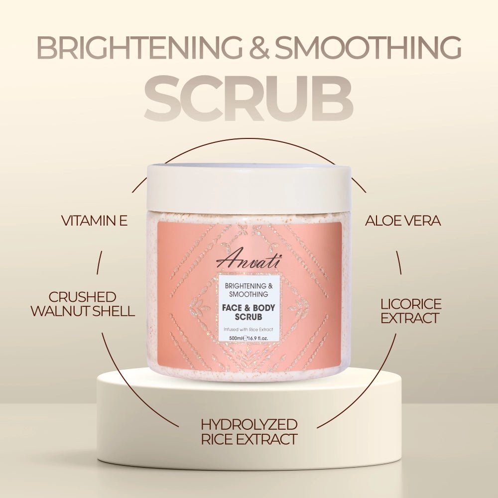 Brightening & Smoothing Face & Body Scrub Infused with Rice Extract - 500ml