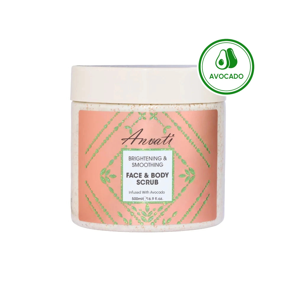 Brightening & Smoothing Face & Body Scrub Infused with Avocado - 500ml
