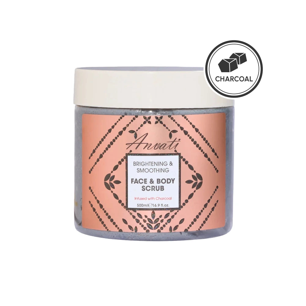 Brightening & Smoothing Face & Body Scrub Infused with Charcoal - 500ml