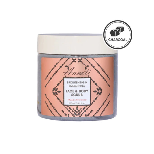 Brightening & Smoothing Face & Body Scrub Infused with Charcoal - 500ml