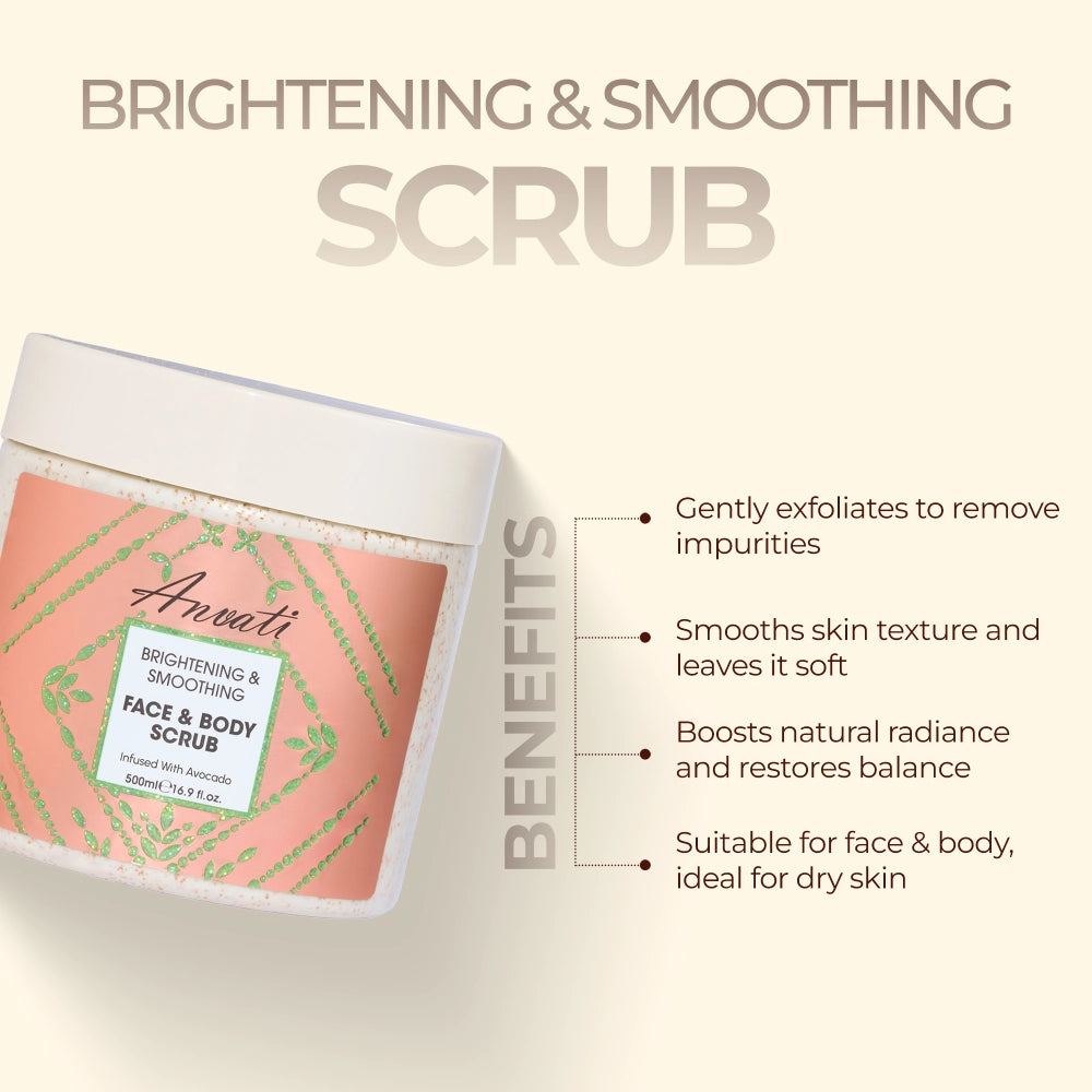 Brightening & Smoothing Face & Body Scrub Infused with Avocado