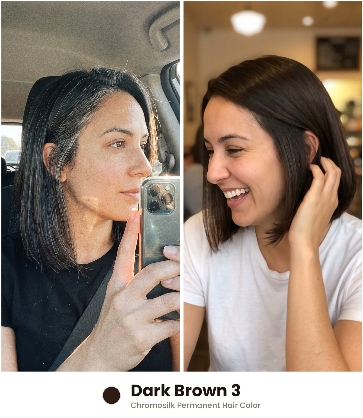 Before and after – Chromosilk Dark Brown 3