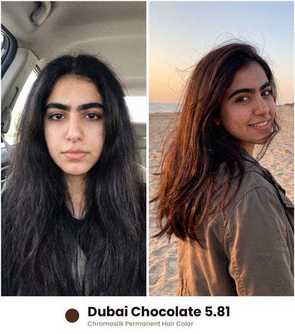 Before and after – Chromosilk Dubai Chocolate 5.81