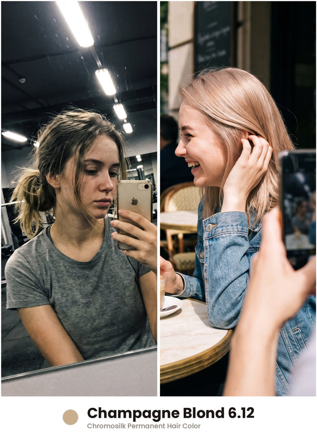 Before and after – Champagne Blond 6.12