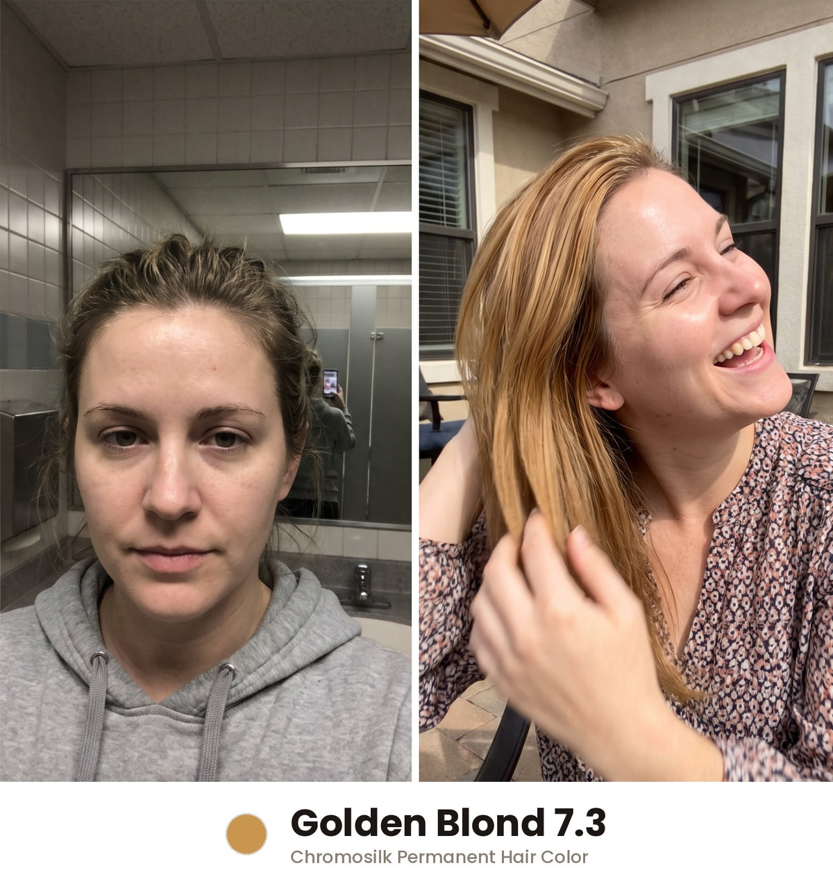 Before and after – Chromosilk Golden Blond 7.3