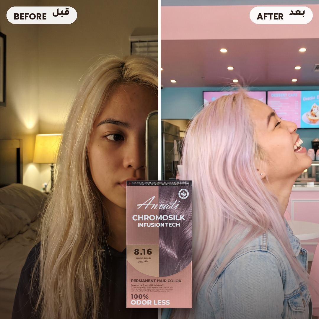 Before and after – Chromosilk Barbie Blond 8.16