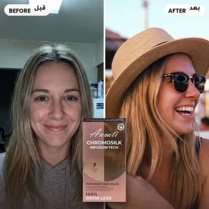 Before and after – Chromosilk Blond 7