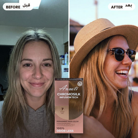 Before and after – Chromosilk Blond 7