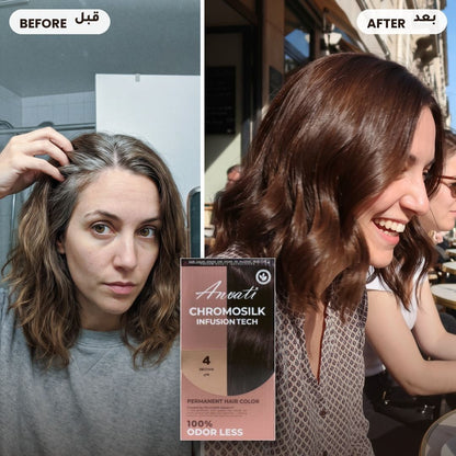 Before and after – Chromosilk Brown 4