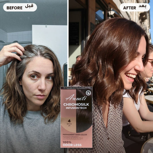 Before and after – Chromosilk Brown 4