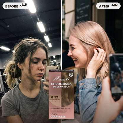 Before and after – Chromosilk Champagne Blond 6.12
