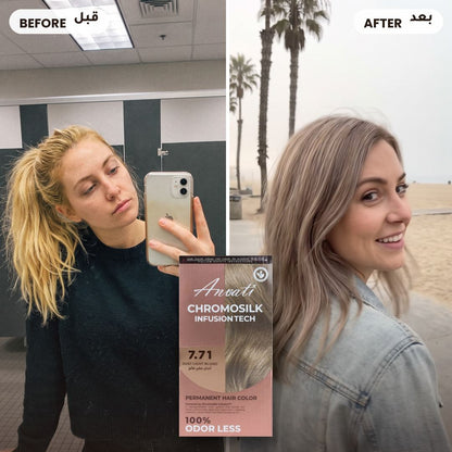 Before and after – Chromosilk Dust Light Blond 7.71