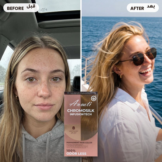Before and after – Chromosilk Light Blond 8