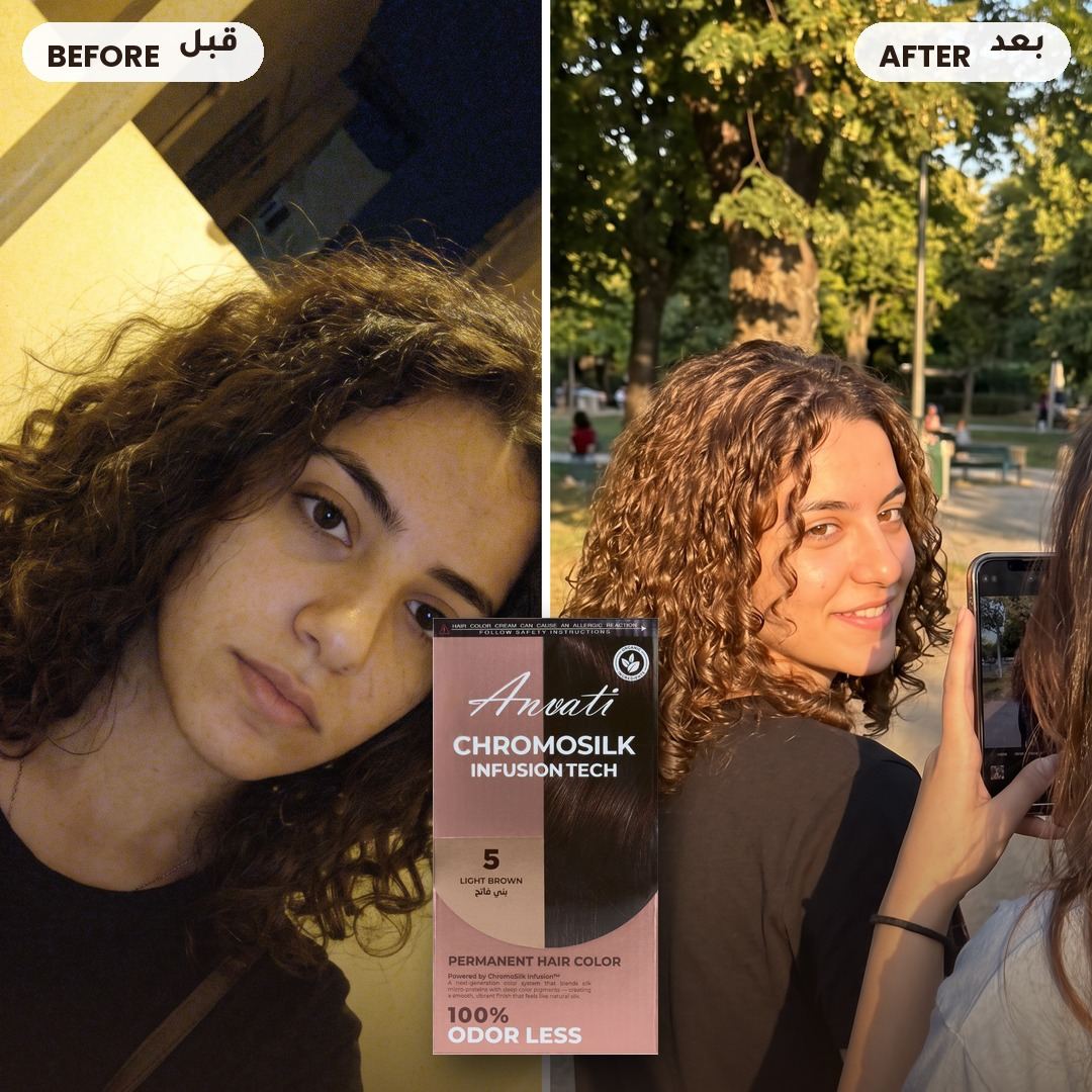 Before and after – Chromosilk Light Brown 5