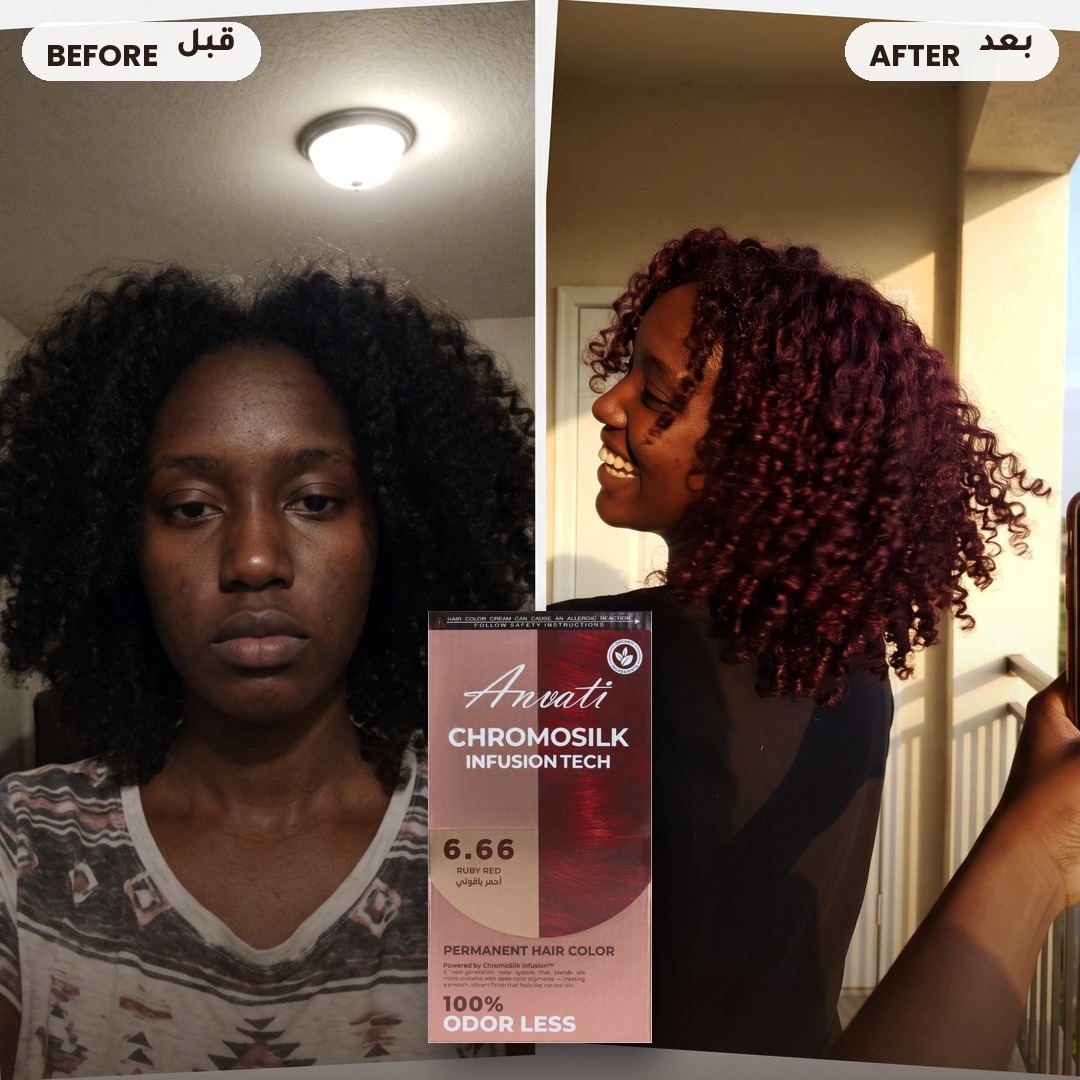 Chromosilk Ruby Red 6.66 – before and after with the box