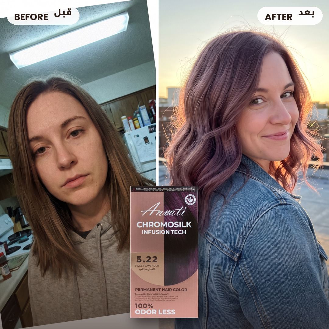 Before and after – Chromosilk Sweet Lavender 5.22