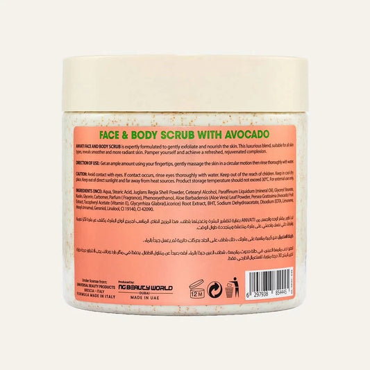 Brightening & Smoothing Face & Body Scrub Infused with Avocado - Anvati Beauty