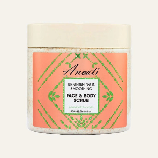 Brightening & Smoothing Face & Body Scrub Infused with Avocado - Anvati Beauty