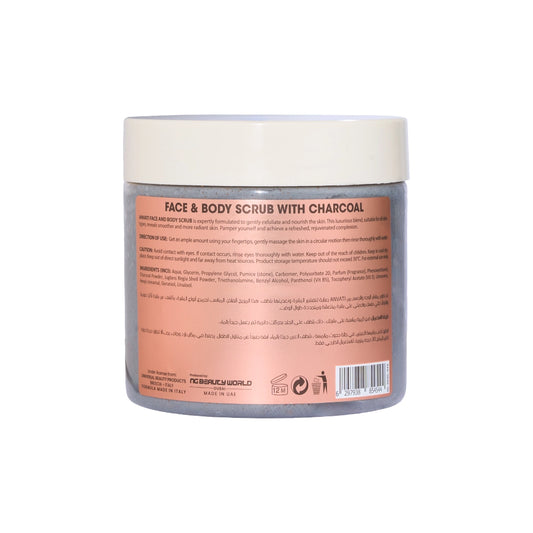 Brightening & Smoothing Face & Body Scrub Infused with Charcoal